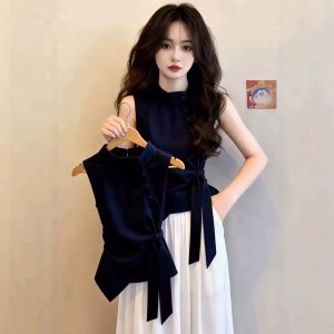 Loowmane | Irregular Design Straight Shoulder Sleeveless Waist-cinching Slim Fit Youthful Womens Top