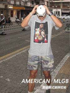 Loose Fit Cotton T-Shirt Mens Summer Heavyweight Short Sleeve Print Graphic American Retro Street Style Casual Youth Fashion