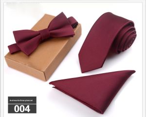 Casual Mens Three-Piece Tie Set 6cm Gradient Pattern Silk Necktie Wedding Graduation Dinner Business Versatile Bow Tie Kit