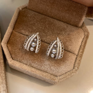 CAFFTI | 999 Pure Silver Lace Pearl Elegant Ear Pins