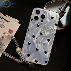 CASEPIPI Case hp Xiaomi Poco M6 Pro X6 5G X5 5G X3 NFC M3 Pro C61 C65 C55 C40 M5s Lanyard Kesing Luxury Pearl Love Heart Bracket Shining Feather Hard Case