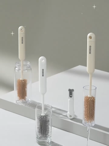 Ecoco Silicone Bottle Brush Long Handle 3-in-1 Bottle Brush Rim Brush Bottle Cap Brush BPA-Free