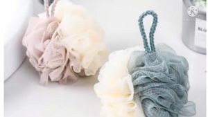 Bath Puff Spons Mandi Jaring Tebal Pembersih Badan Sponge Badan - Abu-abu