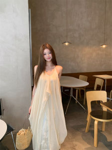 French Elegant White Backless Halter Long Dress
