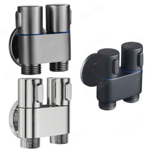 G1/2 1 In 2 Out Double Control Washing Machine Faucet Double Outlet Valve For Bathroom Toilet Bidet Sprayer Faucet Accessory