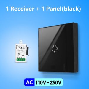 WenQia 433Mhz 86-Type Wireless Touch Panel Remote Control Light Switch 110V~250V 10A Mini RF Relay Interruptor for Lamp/Home Appliance