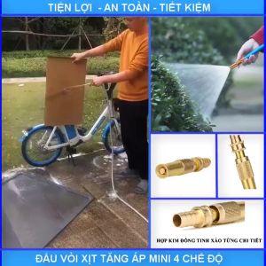 Đầu vòi xịt tăng áp phun nước rửa xetưới cây có thể nối nhanh súng phun dây nước từ 6 đến 28mm