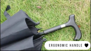 2-in-1 Long-handled Windproof walking stick automatic umbrella elderly Crutch umbrella with anti-slip Rubber Tahan lama