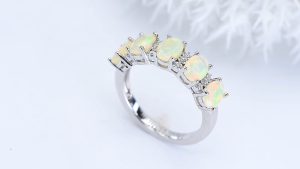 Lohaspie Jewelry Pure 1.5 Carats Solid Sterling Silver 925 Ring Original Natural Opal Ring 925 Silver Ring With Color Stone 925 Opal Ring For Women Birthstone Silver 925 Jewelry