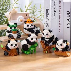 Creative DIY ประกอบสัตว์น่ารัก MINI สไตล์จีนสัตว์ PANDA Building Block การศึกษาของเล่นเด็กสําหรับเด็กรุ่นอิฐ