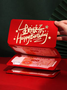 Creative Birthday Foldable Red Envelope New Design Pull out Slot Position Lucky Money Seal Pack Chinese Wedding Festival Supplies