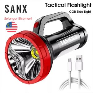 SANX High Power Led Flashlights COB Side Light Powerful Searchlight USB Rechargeable Ultra Bright torch Outdoor Waterproof Lantern