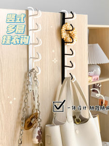 Thickened Door Back Clothes Hook Rack Dormitory Essential Storage Organizer Iron Material Six Hooks No Drilling Required