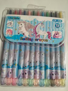 Krayon Putar Warna Panjang Karakter Cewe/Rolling Crayon 12 color