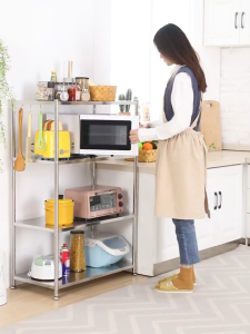 Thicken Kitchen Cabinet Rack with Wheels 304 Stainless Steel Kitchen Rack Organizer Shelf 3/4/5 Layer Kitchen Floor Stand Rack Microwave Oven Rack Dish Plate Rack Spice Rack Big Size Warehouse Supermarket Rack Space Saver