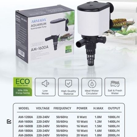 pompa aquarium celup power head ARMADA AM 1600 A 1600A akuarium Mesin Pompa Celup Aquarium ARMADA AM 1600 A Powerhead Aquarium