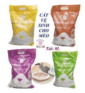Cát vệ sinh cho Mèo Zen cat Bentonite cat litter Túi 8L Thấm hút tốt vón cục tốt mùi hương dịu nhẹ
