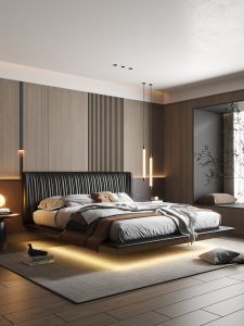 Suspended Minimalist Luxury Leather Bed