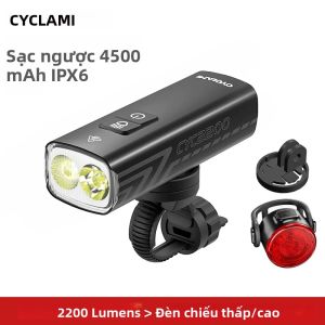 2200 Lumens Đèn Pha Xe Đạp IPX6 Chống Nước Hợp Kim Nhôm MTB Đường Tay Lái Đèn Pin Đèn Trước Ánh Sáng Cho Xe Đạp CYC2200