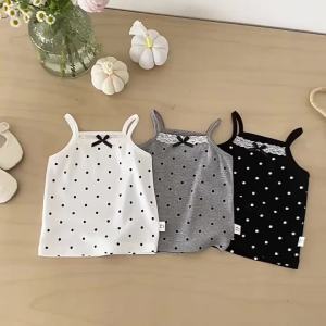 2026 New Summer Baby Halter Tops 9M-3T Cute Lace Infant Sun-top Sweet Dots Thin Toddler Girls Vest Korean Version Clothes