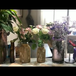 Johor Seller | Straw Glass Flower Vase Japanese Flower Pot in the Nordic Contracted Creative Flower Basket