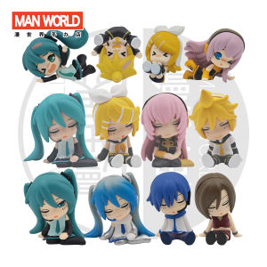 Gift Anime Figure Vocaloid Hatsune Miku Sleeping Sitting Side by Side Shoulder to Shoulder Desk Decoration Collectible Toy