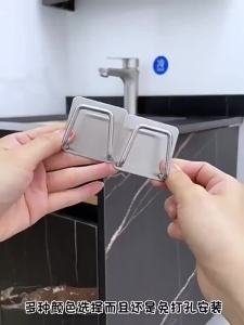 1-20pcs Sponge Holder for Kitchen Stainless Steel Household Wall Hooks Sink Self Adhesive Drain Drying Rack Kitchen Accessories