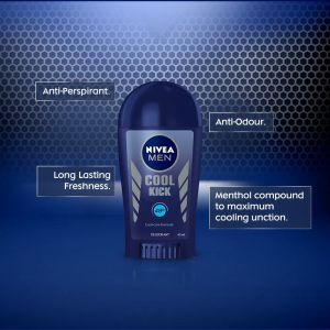 NIVEA MEN Deodorant Male Cool Kick Stick 50 ml / Triple Pack / Mens Grooming / Anti Perspirant / Anti Odor / Anti Sweat (Deodoran Lelaki)