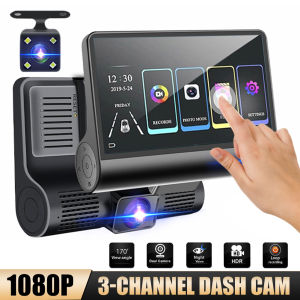 Ekleva 1080P Dash Cam 3 Kênh Phía Trước Bên Trong camera phía sau Ghi Âm 4 "Màn Hình Cảm Ứng Ghi hình liên tục tầm nhìn ban đêm G-Cảm Biến Màn hình đỗ xe