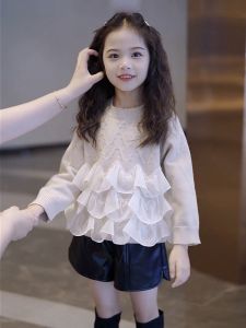 เด็กถักเสื้อกันหนาวลูกไม้รายละเอียดใหม่มาถึงฤดูใบไม้ร่วง/ฤดูใบไม้ผลิสาวแฟชั่น TOP Soft Treatment ผ้าเหมาะสําหรับอายุมากกว่า 14 ปี