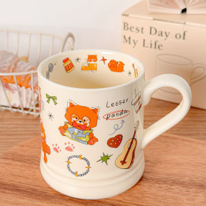 Cute Cat Ceramic Mugs Valentines Day Gift for Girls Coffee Cup Friend Present Single Ear Handle 400ml Capacity No Lid