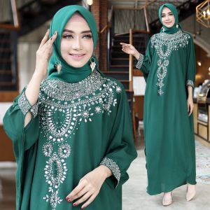 SIGAWA-(COD) Kaftan Wanita Terbaru 2022 Simple Dan Elegan Aplikasi Bordir Dan Payet Mutiara