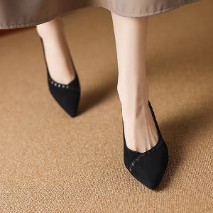 Giày Cao Gót Mũi Nhọn Da Lộn Cổ Điển Nữ Kiểu Pháp Thanh Lịch Giày Công Sở Giày Thường Ngày Giày Cao Gót Trung Bình Giày Dự Tiệc