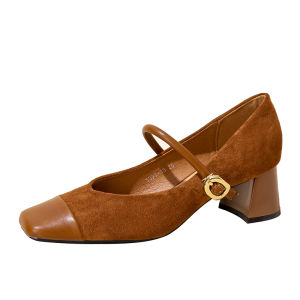 รองเท้าส้นสูง Mary Janes สำหรับผู้หญิง ทรงหัวเหลี่ยม ดีไซน์เก๋ไก๋ สายรัดข้างเดียว รองเท้าส้นหนา สไตล์สตรีท รองเท้าแฟชั่น