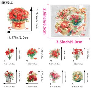 50PCS Rose Transparent Sticker Romantic Flowers Plants INS DIY Diary Mobile Phone Accounts Laptops Skateboards Graffiti Stickers