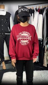 LJ- Women Sweatshirt Brooklyn Long-sleeve Sweater Graphic Plus Size Oversize Loose Casual Round Neck Baju Lengan Panjang