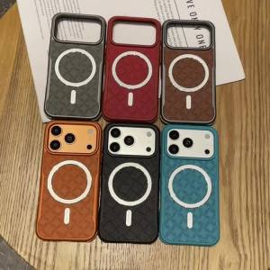 Luxury Diamond Grid Pattern For Magsafe Magnetic TPU Leather Phone Case For iPhone 17 16 15 14 13 12ProMax Anti Fall Phone Cover