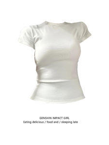 Slim Fit Pure Cotton Short Sleeve T-Shirt Womens Summer New Style Basic Inner Wear Top Trendy Solid Color Base Shirt