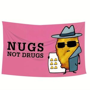VIKAMA Nugs Not Drugs Chicken Phim Hoạt Hình Meme Tấm Thảm Treo Tường Ngộ Nghĩnh Thẩm Mỹ Phòng Ký Túc Xá Trang Trí Nhà Bằng Vải Polyester 100% Có Thể Giặt Bằng Máy