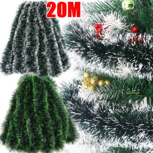 20M Christmas Tinsel Ribbons Green Cane Ribbon Garland Xmas Tree Hanging Pendent Ribbon Wreath Ornaments Party Home Decoration