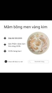 Đĩa thờ hoa quả men vàng kim - mâm bồng men vàng kim