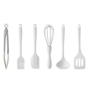 Bộ Dụng Cụ Nhà Bếp Mini Bằng Silicon 6 Món Thân Thiện Với Môi Trường Chịu Nhiệt Không Dính Gồm Thìa Dụng Cụ Cạo Phới Kẹp Thức Ăn