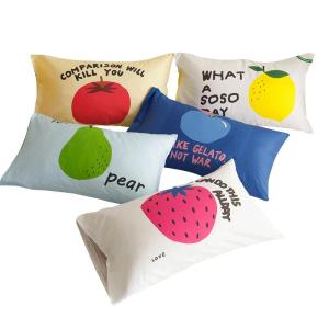Áo Chăn Gối Cotton Nguyên Chất Dopaamine Fresh Strawberry Áo Chăn Gối Đơn 100% Cotton 48x74cm Túi Đựng Lõi Gối Áo Chăn Gối Cotton Thoải Mái