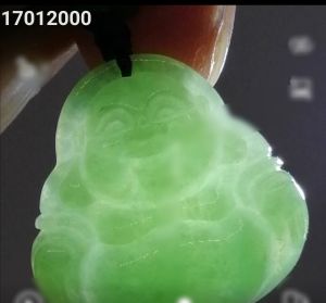 🌹"A" Grade "Fugong 佛公" Fortune Smiling Buhda Bean Green Colour Burmese Jade Pendant 🌹100% brand new "A" grade Burmese jade lucky "Fugong 佛公" 糯冰种水 fortune smiling Buhda pendant beautiful bean green base hand crafted natural jade stone appearance