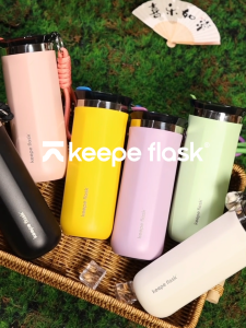 Keepe Flask Coffee Mug Vacuum Tumbler Stainless Steel Cute Insulated Hot and Cold Iced Coffee Cup with Leakproof Lid & Rope 350ml/500ml
