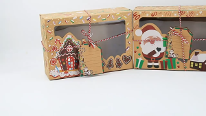 [Promotion]18pcs Christmas Cookie Gift Box Kraft Paper Candy Packaging Box Christmas Party Gift Box Retail Store Display Box