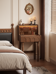 DONGMU | Solid Wood Vintage French Style Compact Dressing Table