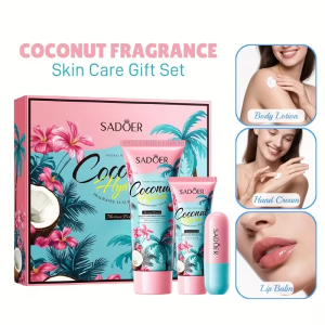 Coconut Hydrating Luxury Gift Set Body LotionHand CreamLip BalmMoisturizing and NourishingEssential Winter Skincare Product