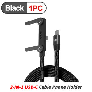1PC 2PCS 2-IN-1 USB-C Cable Foldable SmartPhone Holder 240W Fast Charging Data Cable Multifunction Phone Charge Bracket PD Cable