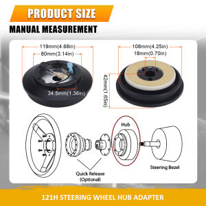 121H Steering Wheel Short Hub Adapter Kit 6-Hole Plastic Metal For Toyota Land Cruiser Supra Celica IS250/350/300 GS300/400/430